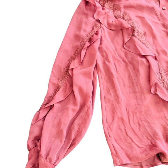 Simply Vera Vera Wang Ruffle Lace Blouse-NWT Size XL Rose Color - Picture 4 of 9